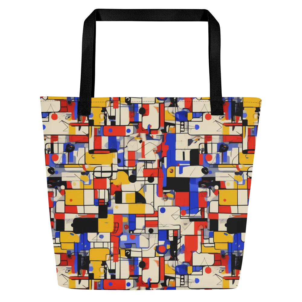 Cobalt Bauhaus on Large Tote Bag W/ Pocket — Front