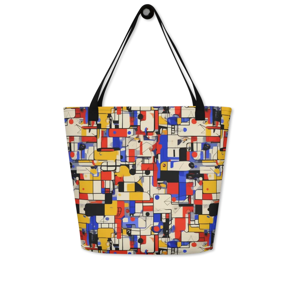 Cobalt Bauhaus on Large Tote Bag W/ Pocket — Front