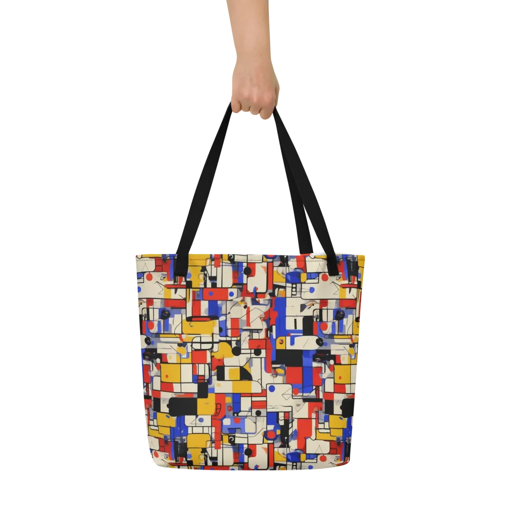 Cobalt Bauhaus on Large Tote Bag W/ Pocket — Front