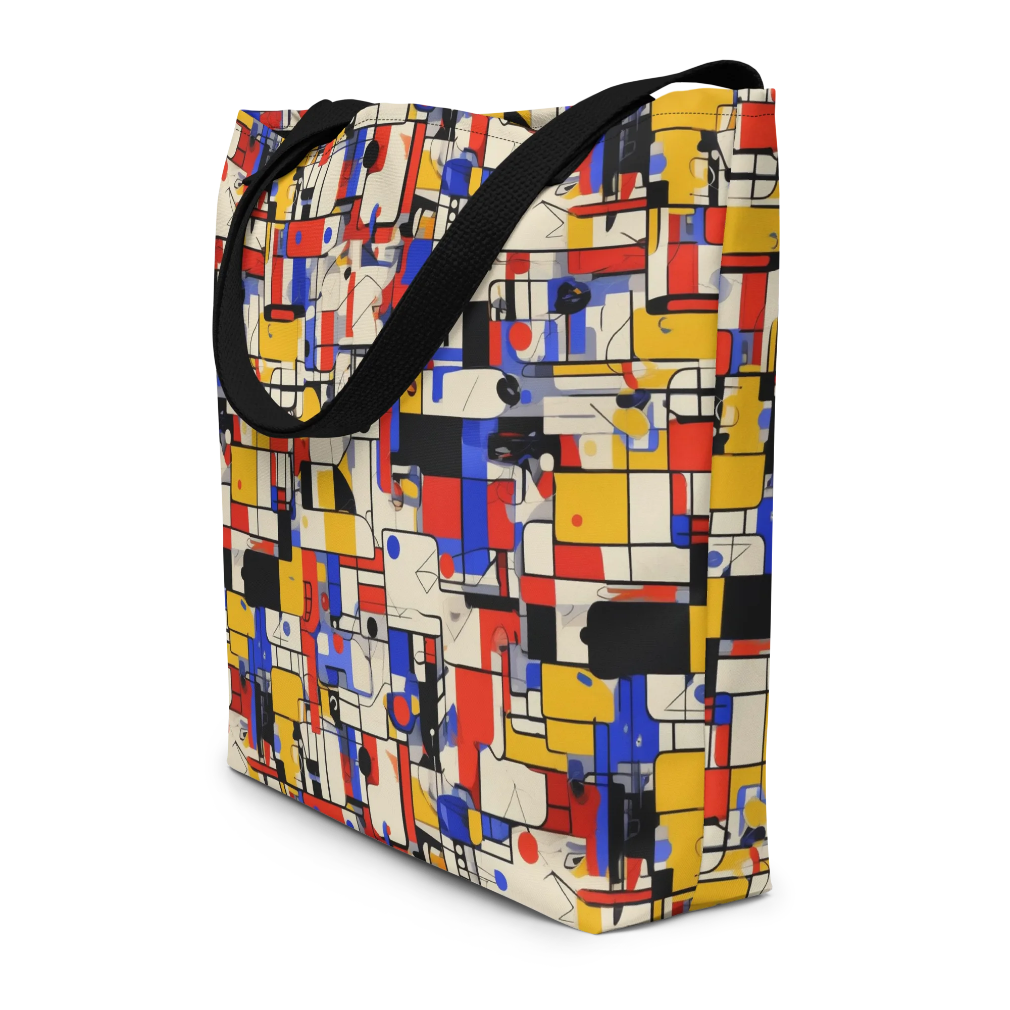 Cobalt Bauhaus on Large Tote Bag W/ Pocket — Front