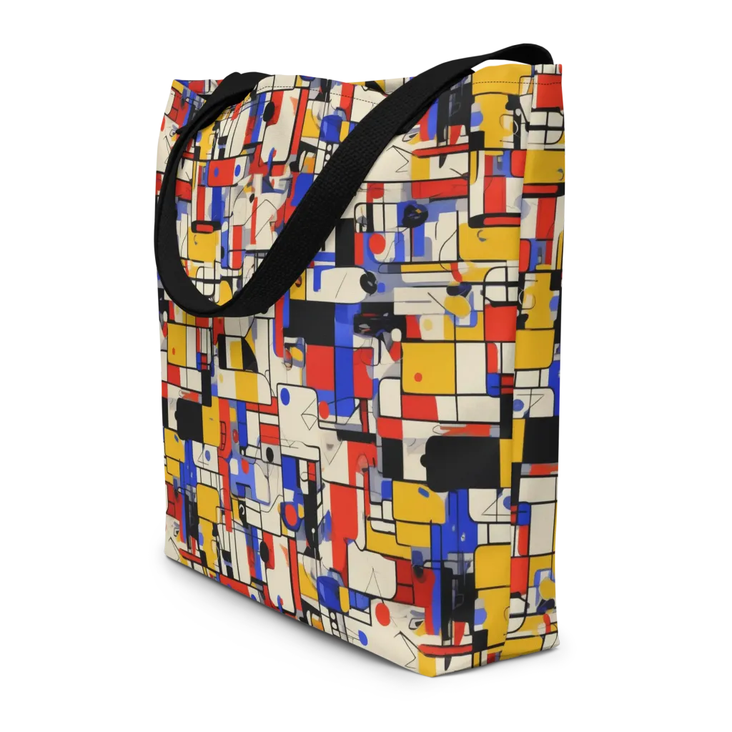 Cobalt Bauhaus on Large Tote Bag W/ Pocket — Front