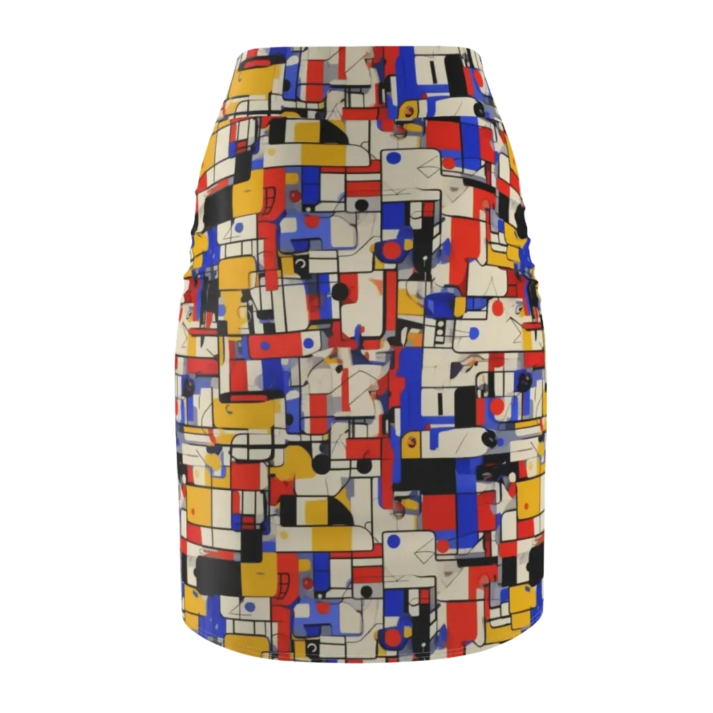 Cobalt Bauhaus on Pencil Skirt — Back