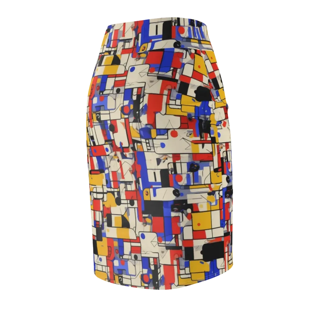 Cobalt Bauhaus on Pencil Skirt — Back Side