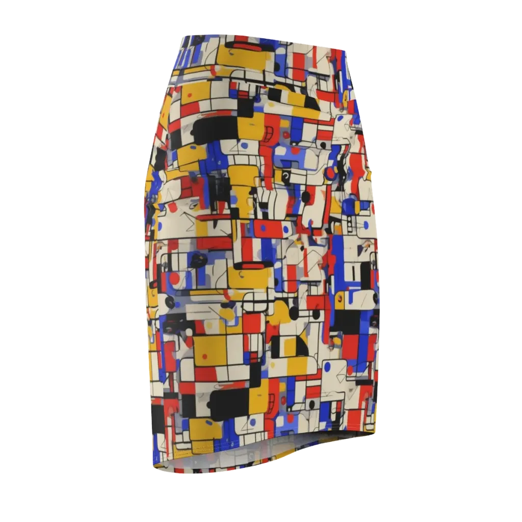 Cobalt Bauhaus on Pencil Skirt — Front Side