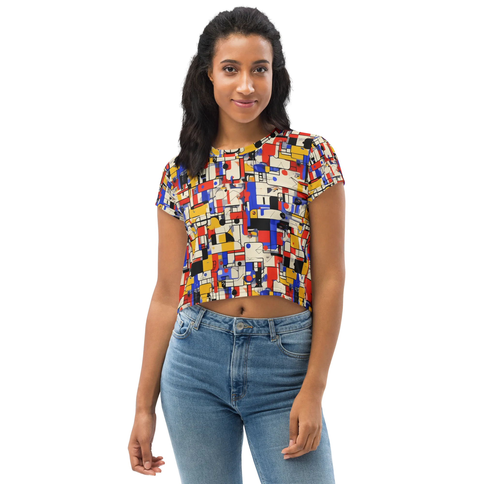 Cobalt Bauhaus on Crop Tee — Front