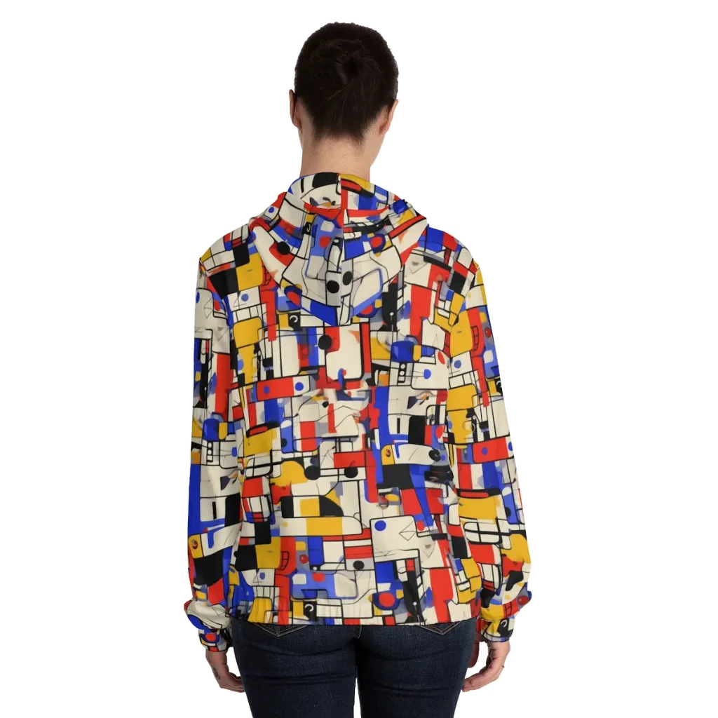 Cobalt Bauhaus on Women's Full-Zip Hoodie — Back On Person
