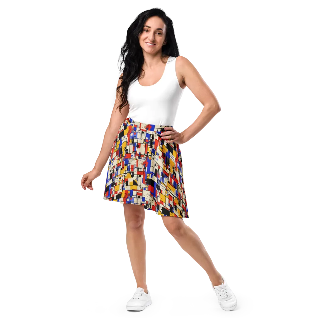Cobalt Bauhaus on Skater Skirt — Front