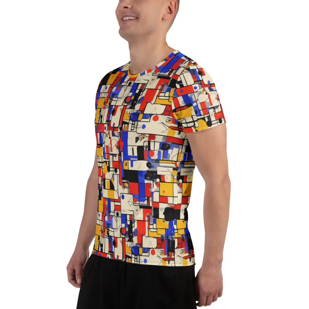 Cobalt Bauhaus on Men's Athletic T-Shirt — Left