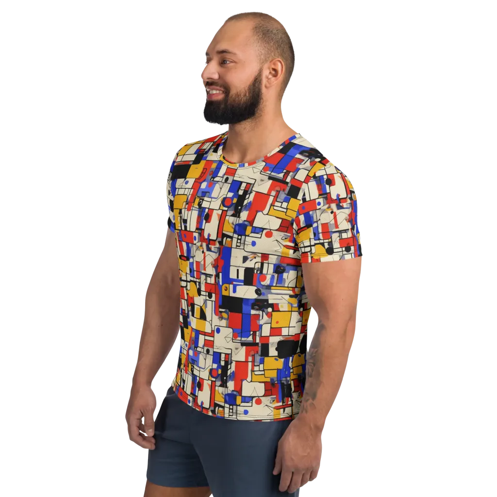Cobalt Bauhaus on Men's Athletic T-Shirt — Left