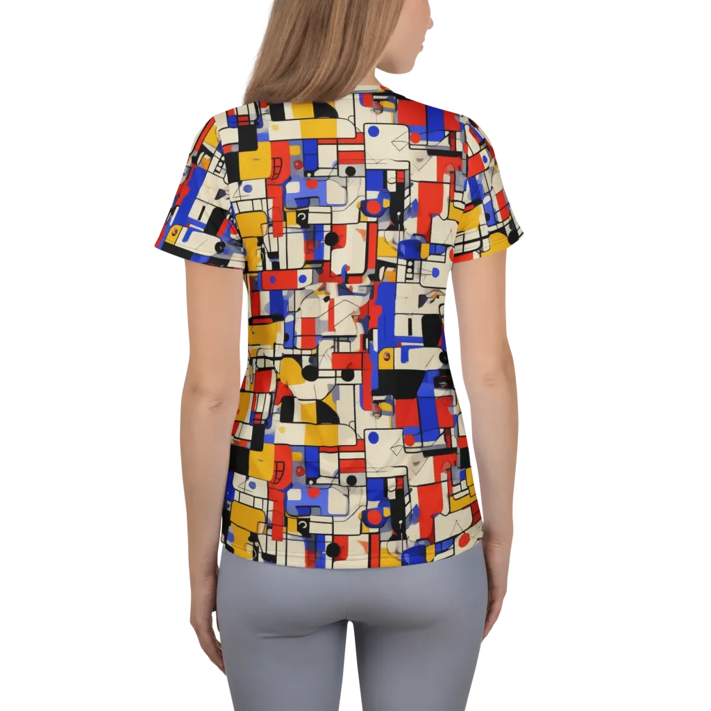 Cobalt Bauhaus on Women's Athletic T-Shirt — Back