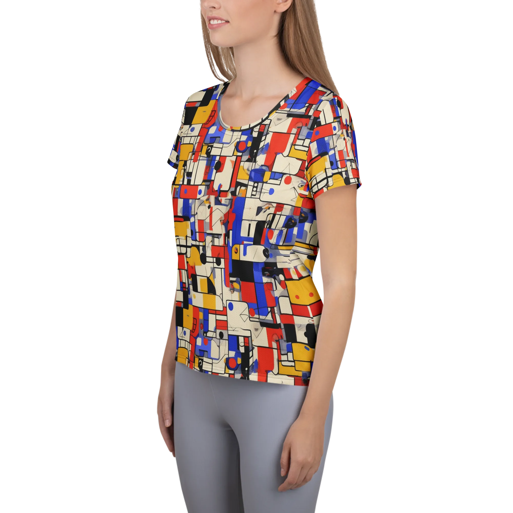 Cobalt Bauhaus on Women's Athletic T-Shirt — Left