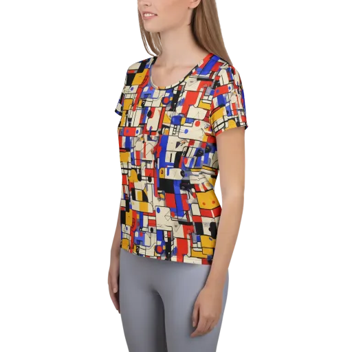 Cobalt Bauhaus on a Women's Athletic T-Shirt