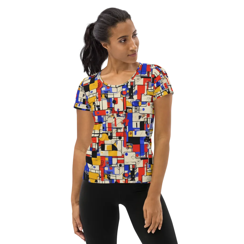 Cobalt Bauhaus on Women's Athletic T-Shirt — Front