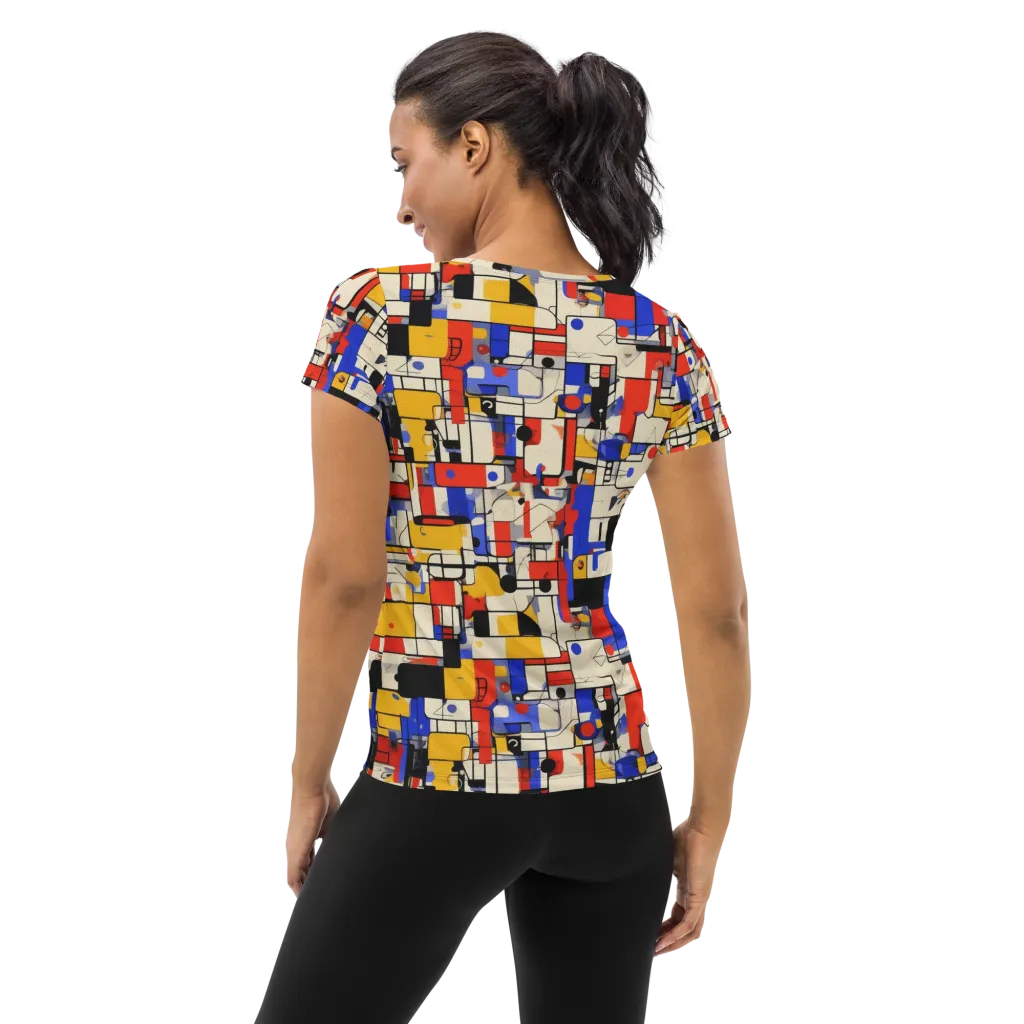 Cobalt Bauhaus on Women's Athletic T-Shirt — Back