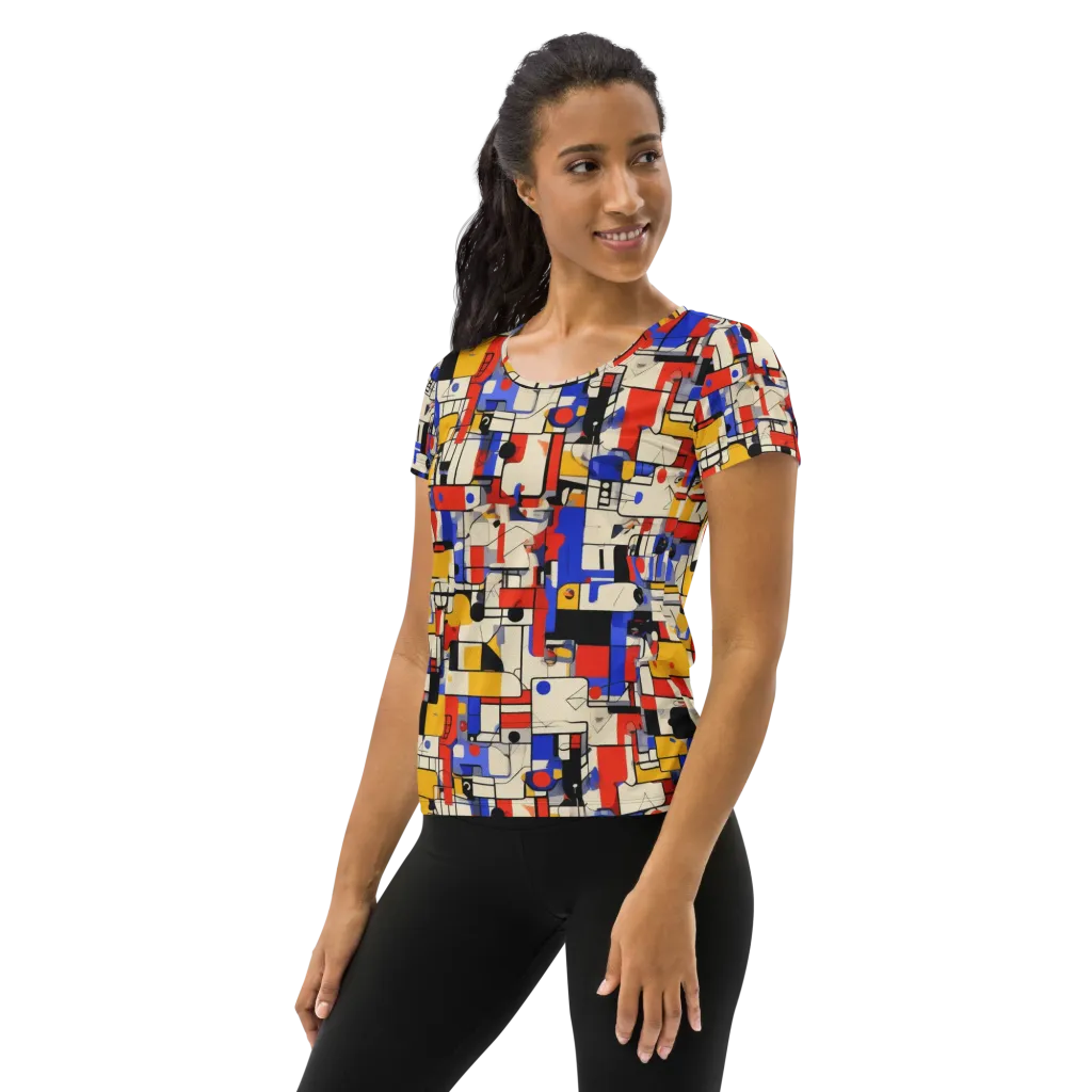 Cobalt Bauhaus on Women's Athletic T-Shirt — Left