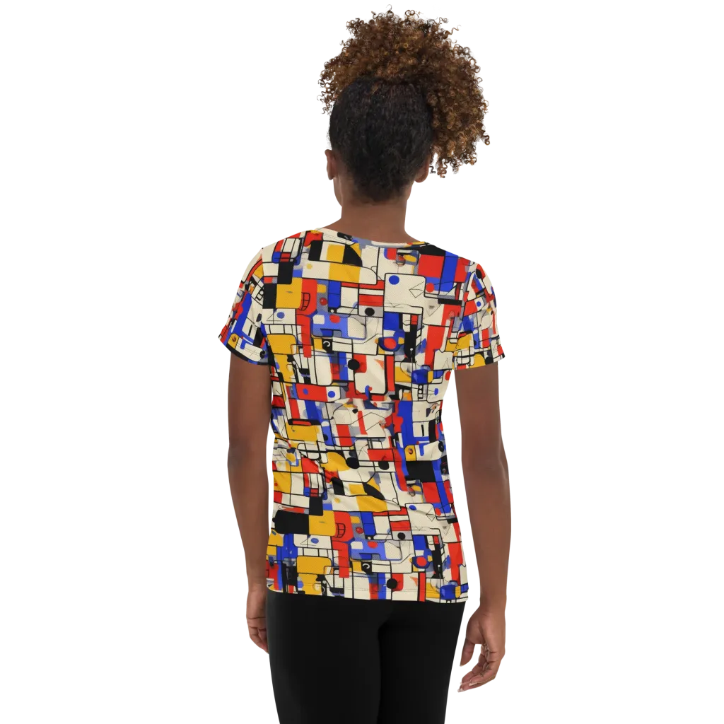 Cobalt Bauhaus on Women's Athletic T-Shirt — Back