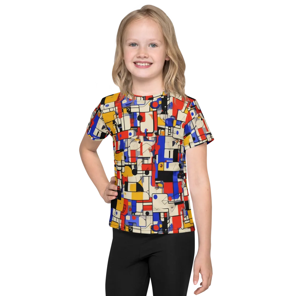 Cobalt Bauhaus on Kids Crew Neck T-Shirt — Front
