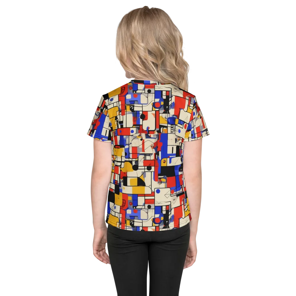 Cobalt Bauhaus on Kids Crew Neck T-Shirt — Back