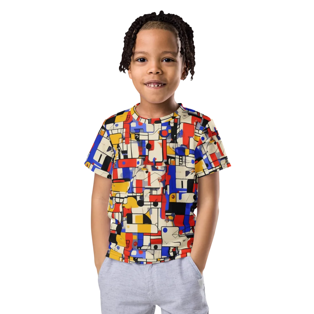 Cobalt Bauhaus on Kids Crew Neck T-Shirt — Front