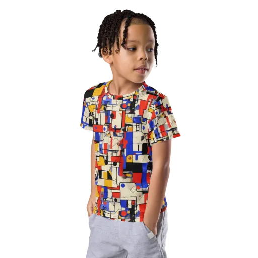 Cobalt Bauhaus on a Kids Crew Neck T-Shirt