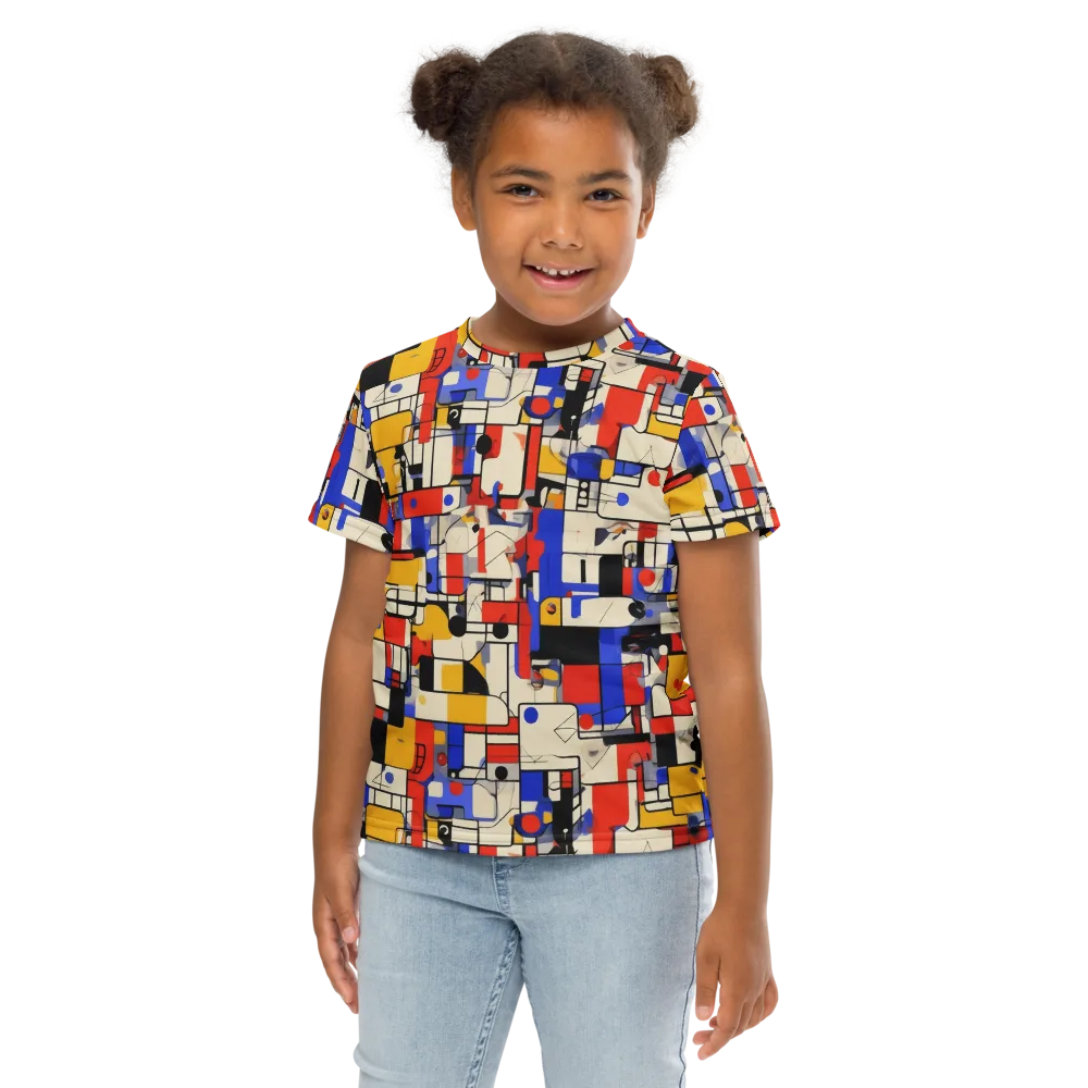 Cobalt Bauhaus on Kids Crew Neck T-Shirt — Front