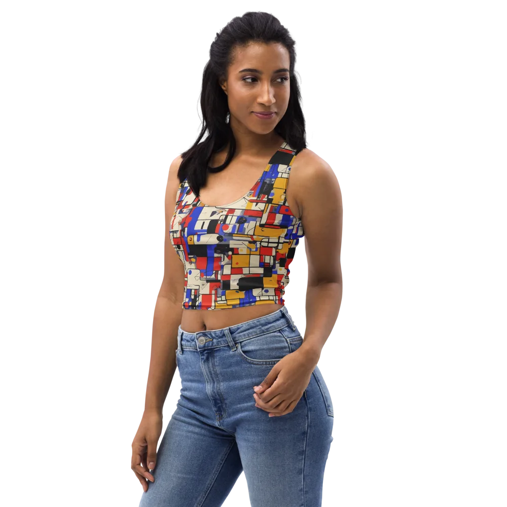 Cobalt Bauhaus on Crop Top — Left Front