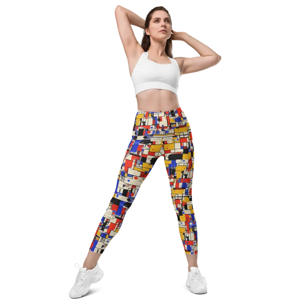 Cobalt Bauhaus on Leggings with Pockets — Front