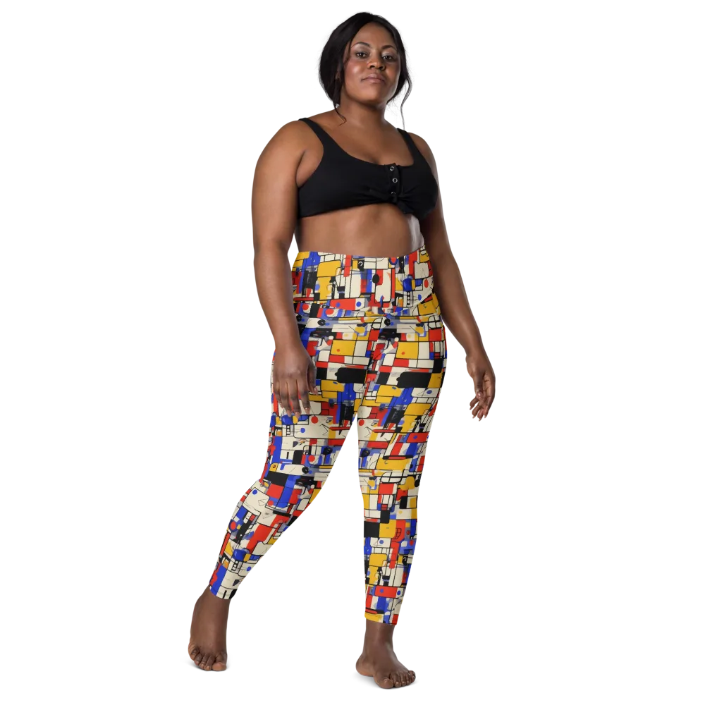 Cobalt Bauhaus on Leggings with Pockets — Front
