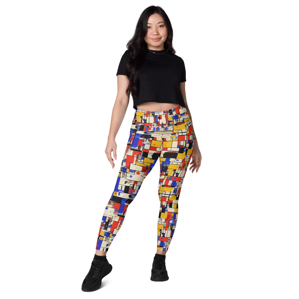 Cobalt Bauhaus on Leggings with Pockets — Front