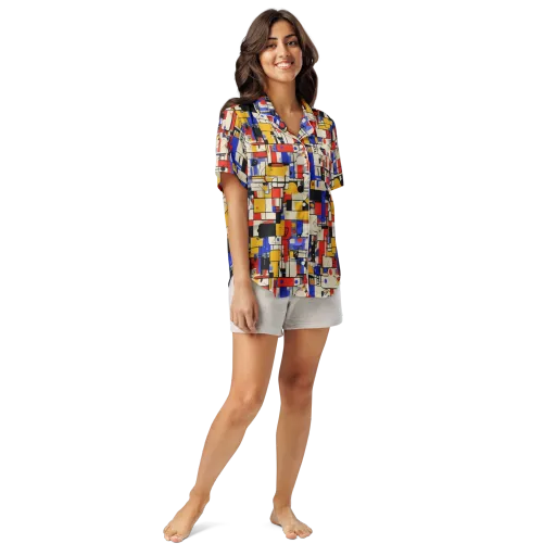Cobalt Bauhaus on a Women's Short Sleeve Pajama Top