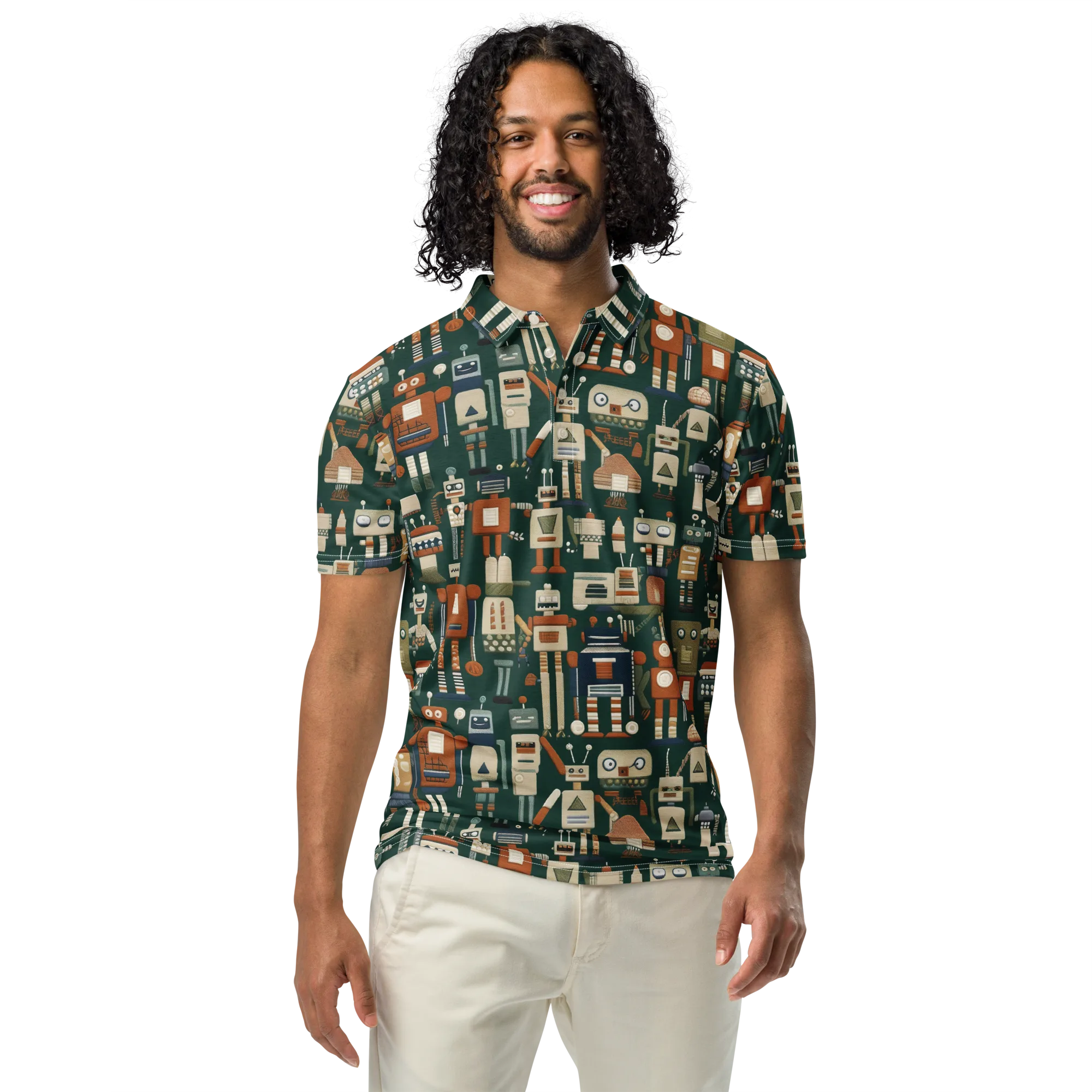 Tin Can Parade on Men's Slim Fit Polo Shirt — Front