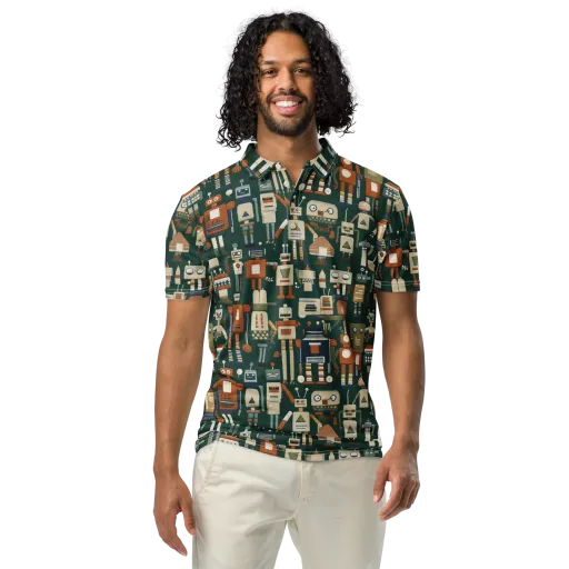 Tin Can Parade on a Men's Slim Fit Polo Shirt