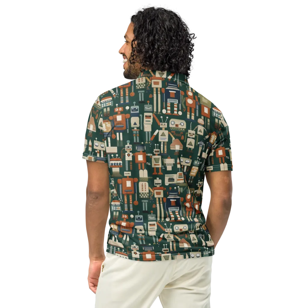 Tin Can Parade on Men's Slim Fit Polo Shirt — Back