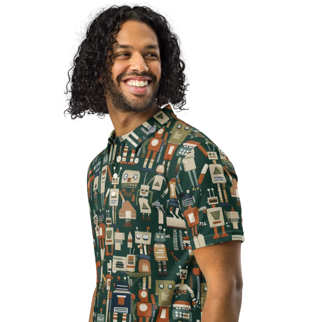 Tin Can Parade on Men's Slim Fit Polo Shirt — Left Front