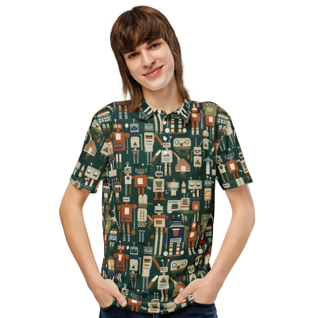 Tin Can Parade on Men's Slim Fit Polo Shirt — Front