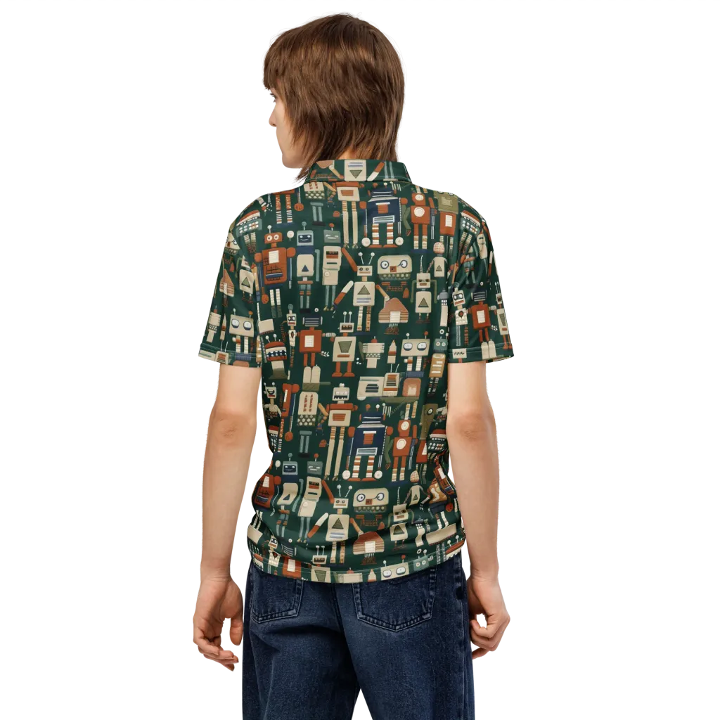 Tin Can Parade on Men's Slim Fit Polo Shirt — Back