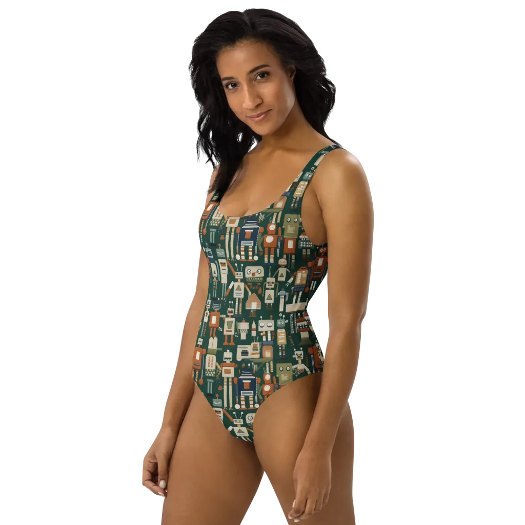 Tin Can Parade on One-Piece Swimsuit — Left
