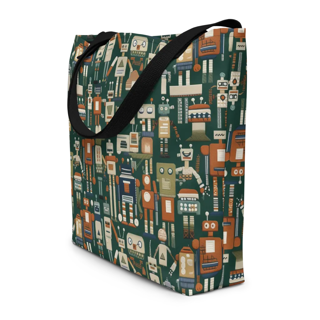 Tin Can Parade on Large Tote Bag W/ Pocket — Front