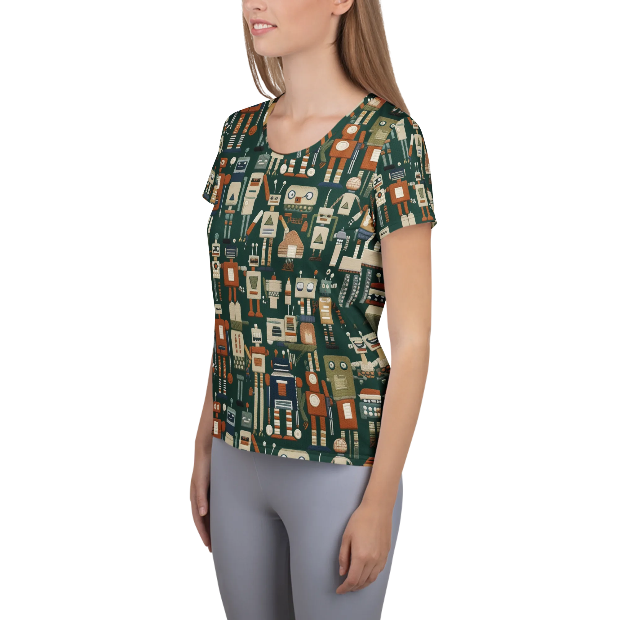 Tin Can Parade on Women's Athletic T-Shirt — Left