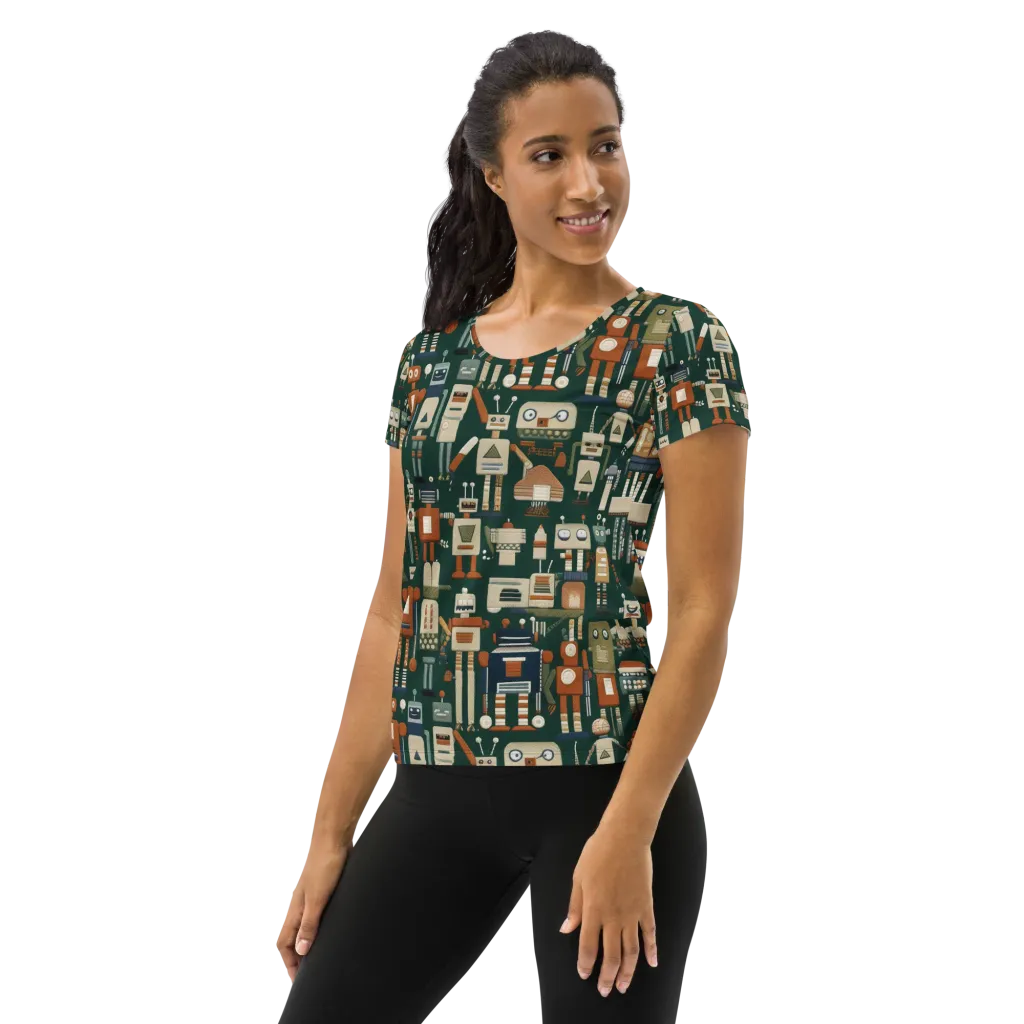 Tin Can Parade on Women's Athletic T-Shirt — Left