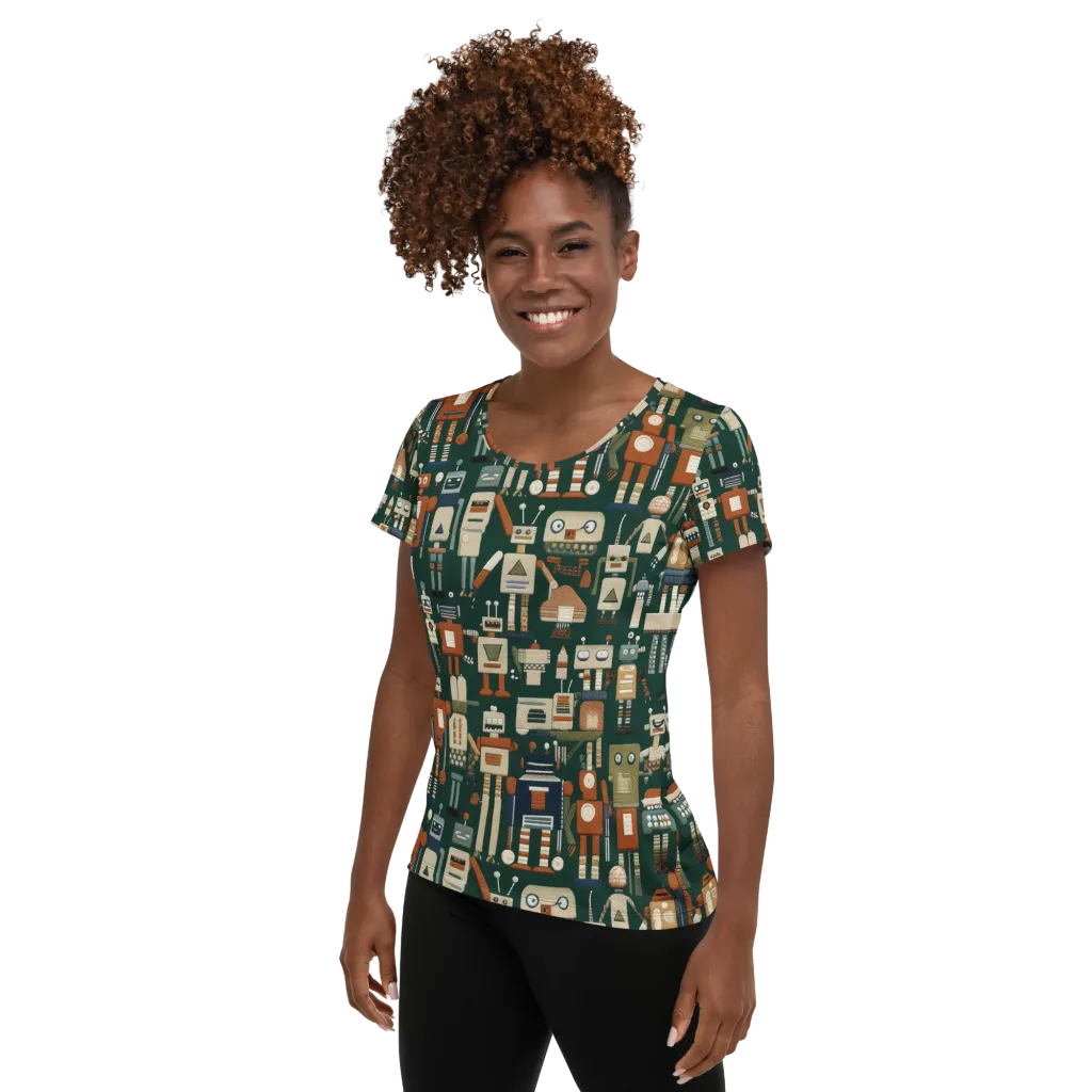 Tin Can Parade on Women's Athletic T-Shirt — Left