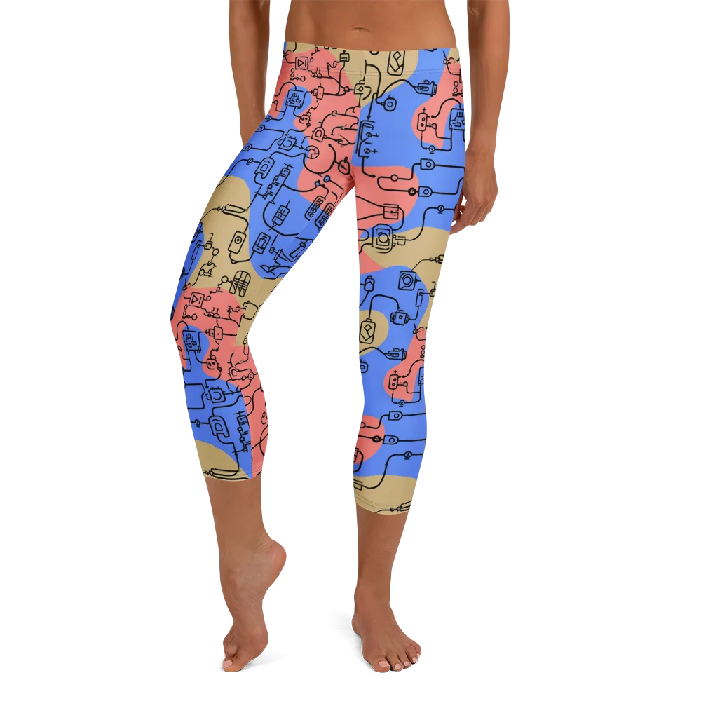 Analog Bloom on Capri Leggings — Front