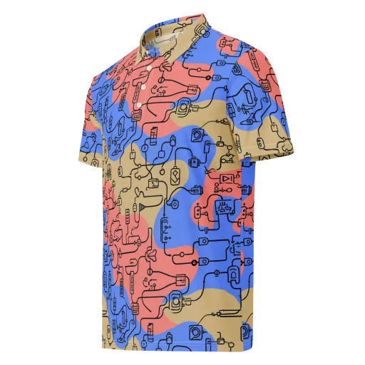 Analog Bloom on a Men's Slim Fit Polo Shirt