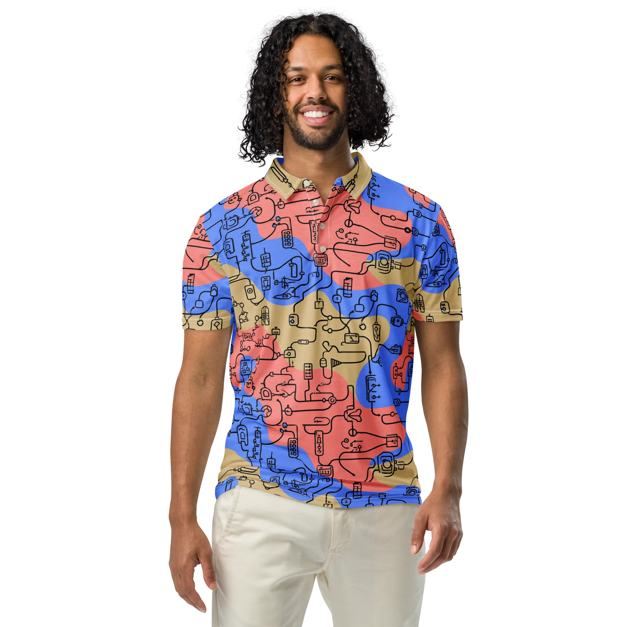 Analog Bloom on Men's Slim Fit Polo Shirt — Front