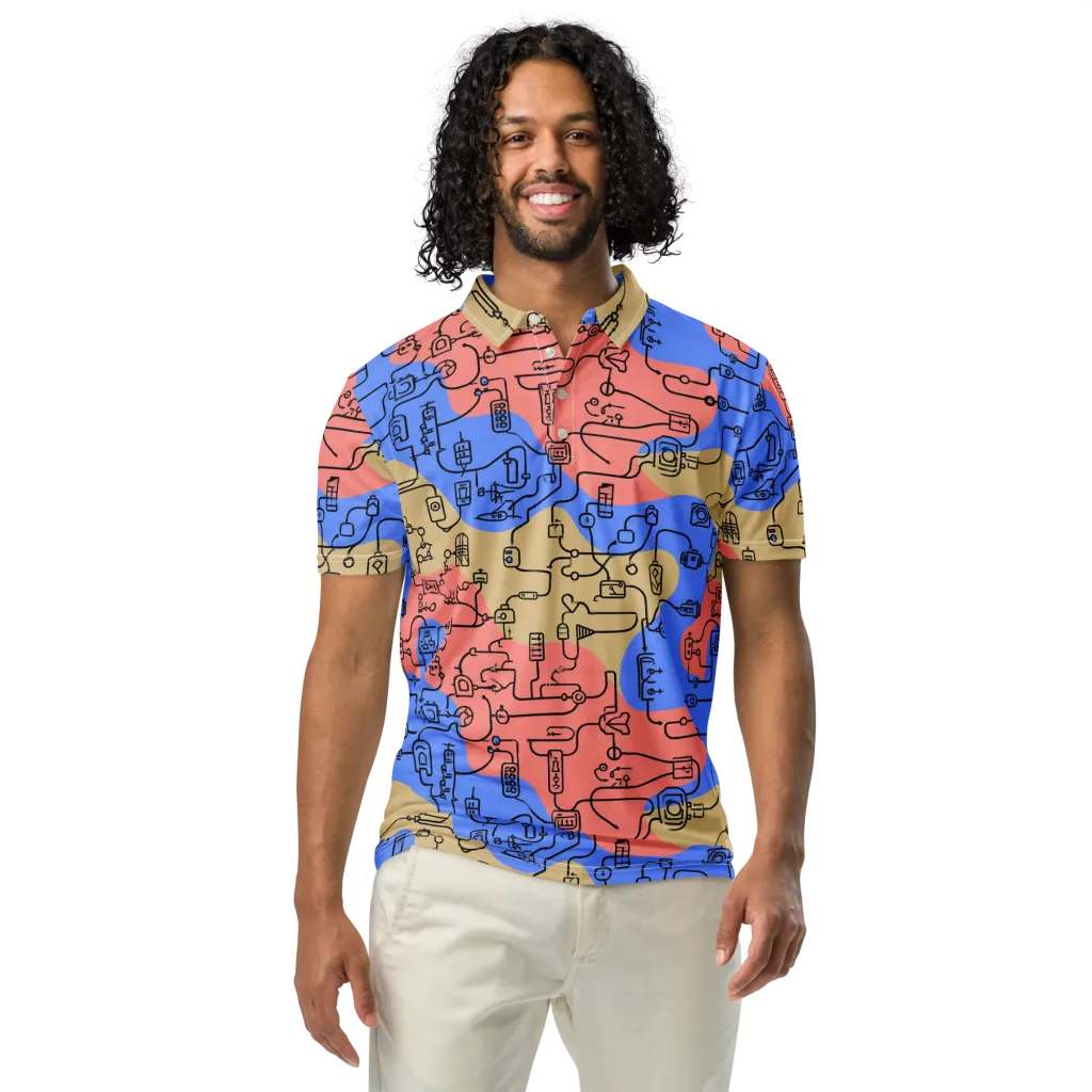 Analog Bloom on Men's Slim Fit Polo Shirt — Front