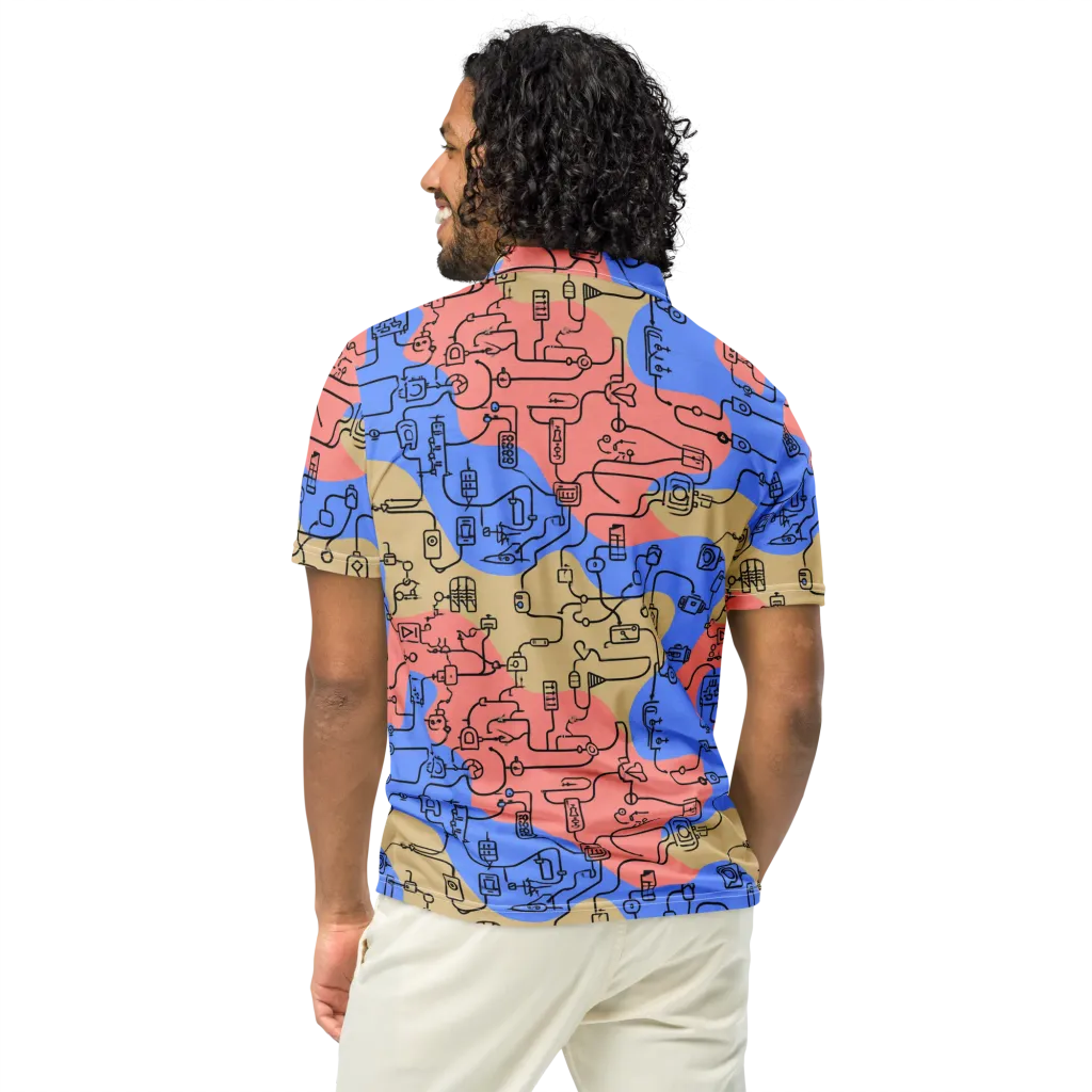 Analog Bloom on Men's Slim Fit Polo Shirt — Back