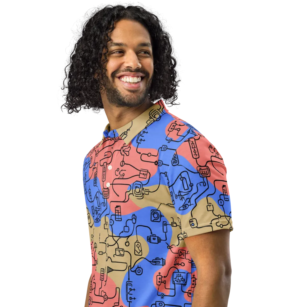 Analog Bloom on Men's Slim Fit Polo Shirt — Left Front