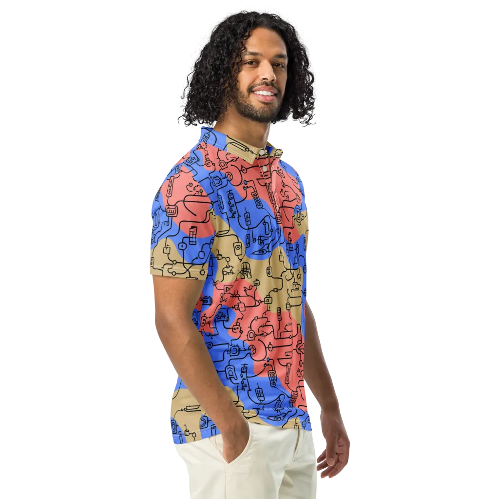 Analog Bloom on Men's Slim Fit Polo Shirt — Right Front