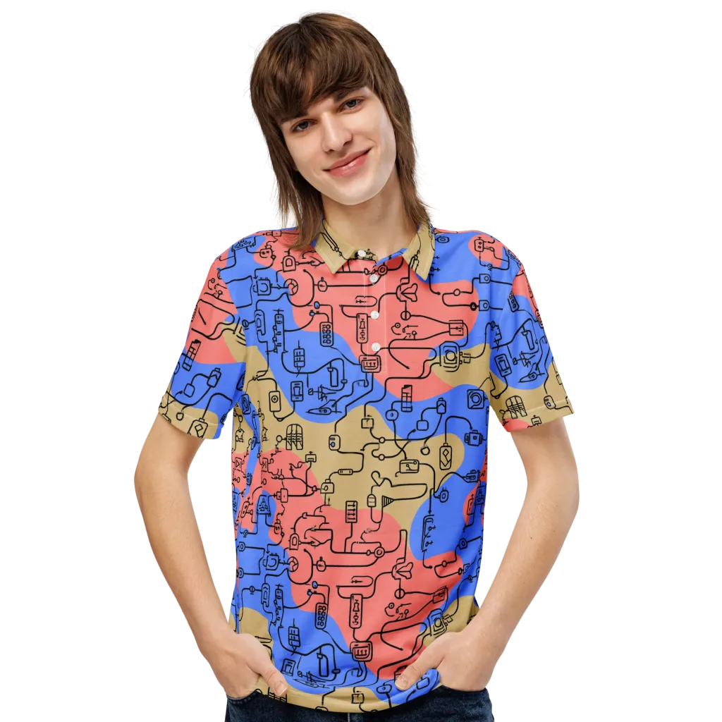 Analog Bloom on Men's Slim Fit Polo Shirt — Front