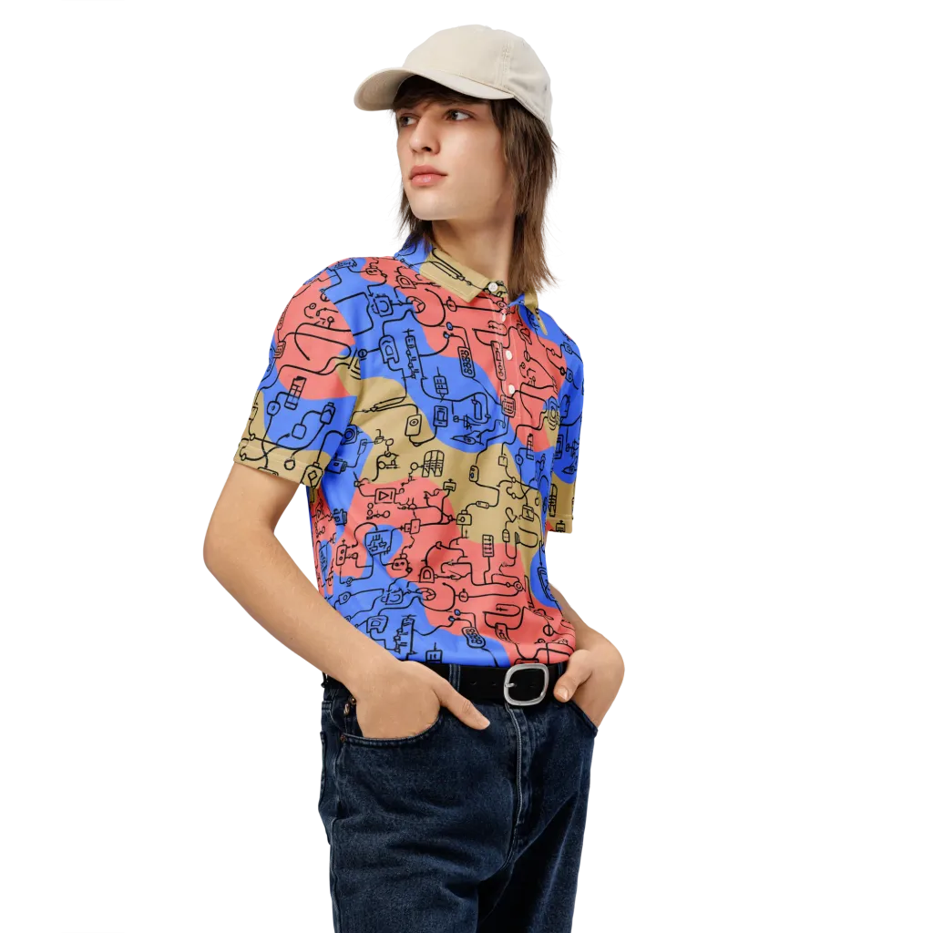 Analog Bloom on Men's Slim Fit Polo Shirt — Right Front